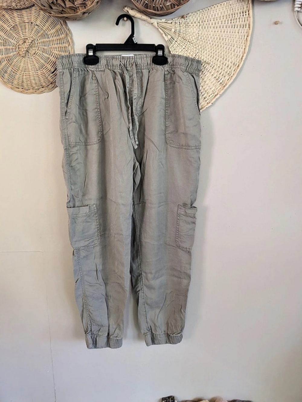 C&C California Sage Green Linen Blend Utility Cargo Joggers Drawstring XL